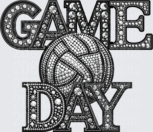 Rhinestone Bling Game Day Basketball Glam Lettering