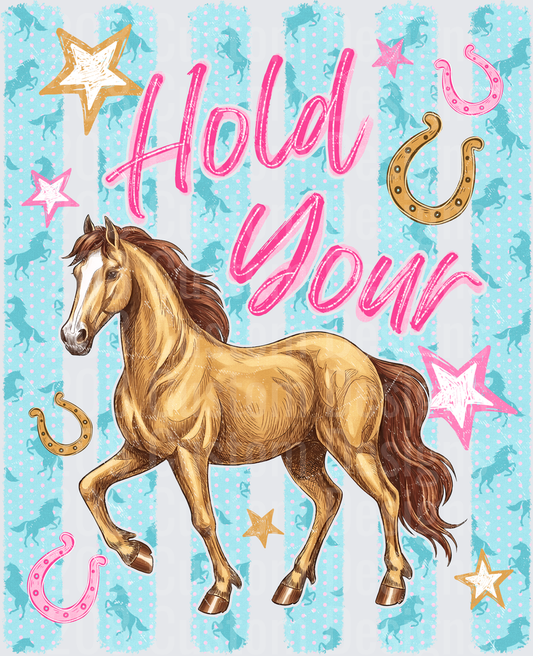 Hold Your Horses Western Cowgirl Horse with Stars and Horseshoes