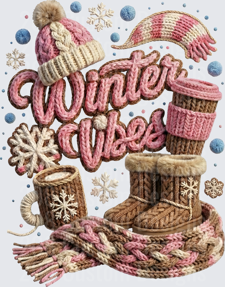 Winter Vibes Cozy Knit Accessories with Snowflakes