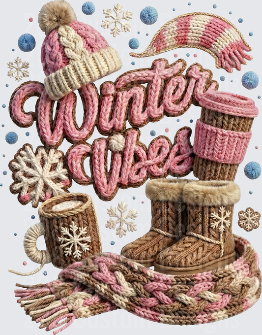 Winter Vibes Cozy Knit Accessories with Snowflakes