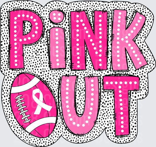 Pink Out Breast Cancer Awareness Football with Pink Ribbon