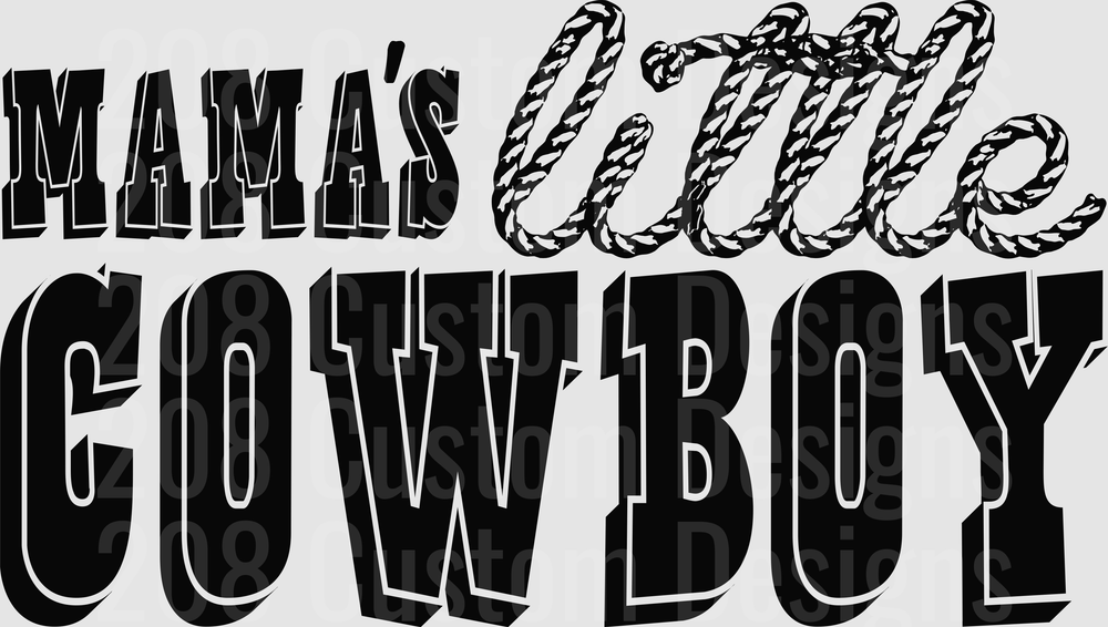 Mama's Little Cowboy Western Typography Design