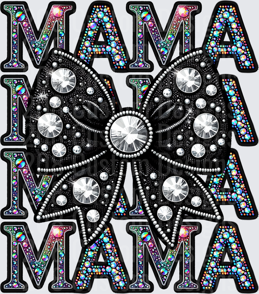 MAMA Rhinestone Bling Letters with Central Mandala Flower Design