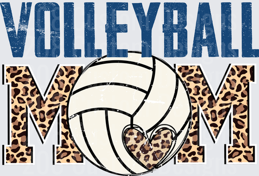 Volleyball Mom Leopard Print Bold Distressed Lettering