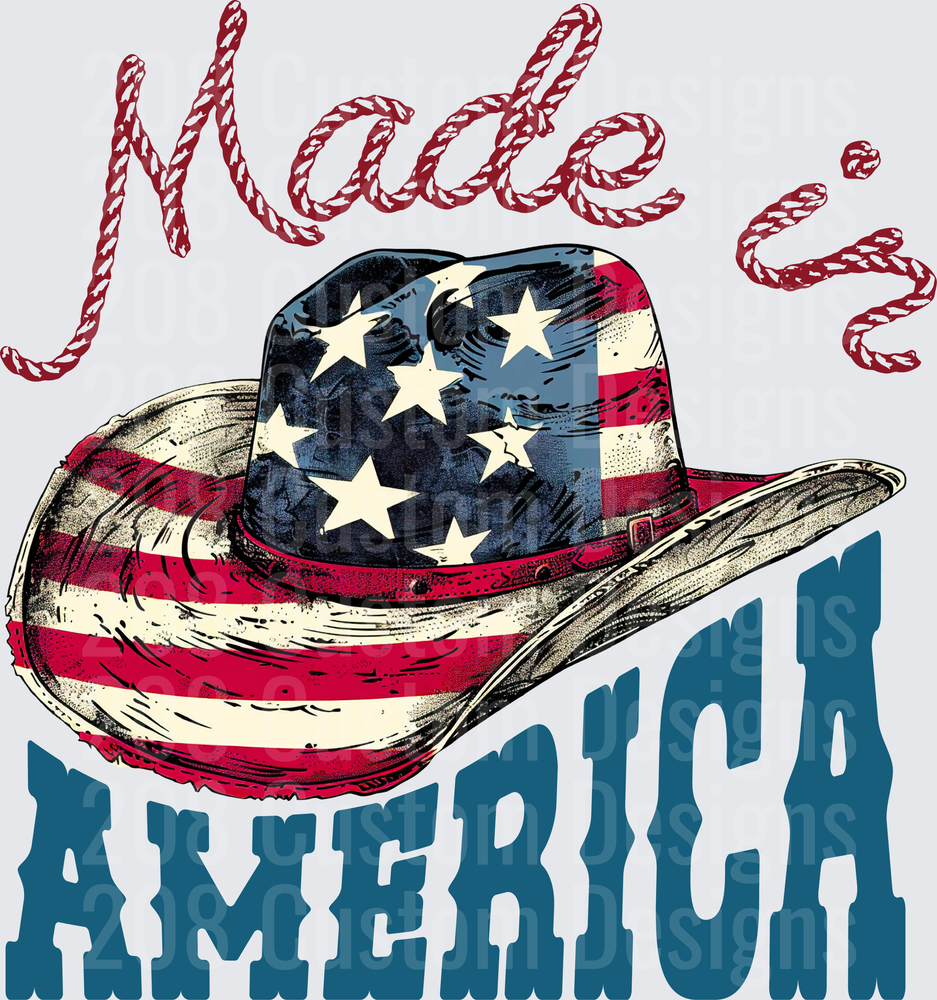 Made in America Patriotic Cowboy Hat with Flag Design