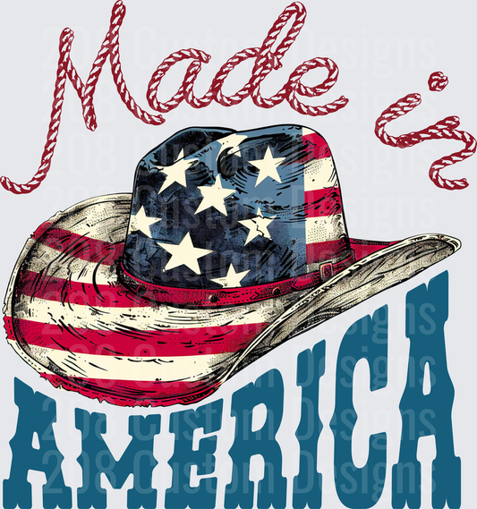 Made in America Patriotic Cowboy Hat with Flag Design