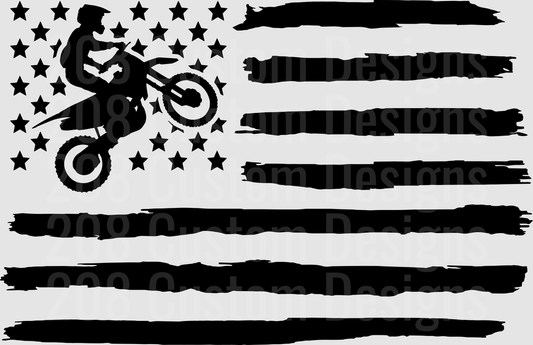 Motocross Rider American Flag Silhouette Design