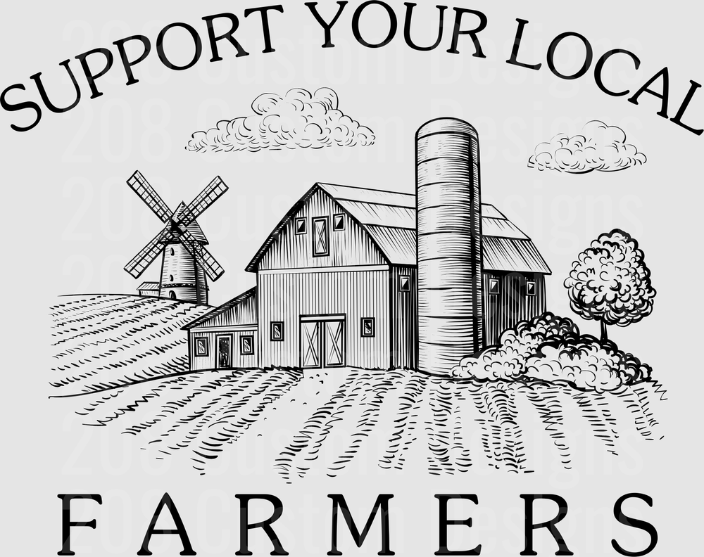 Support Your Local Farmers Barn Windmill Rural Scene