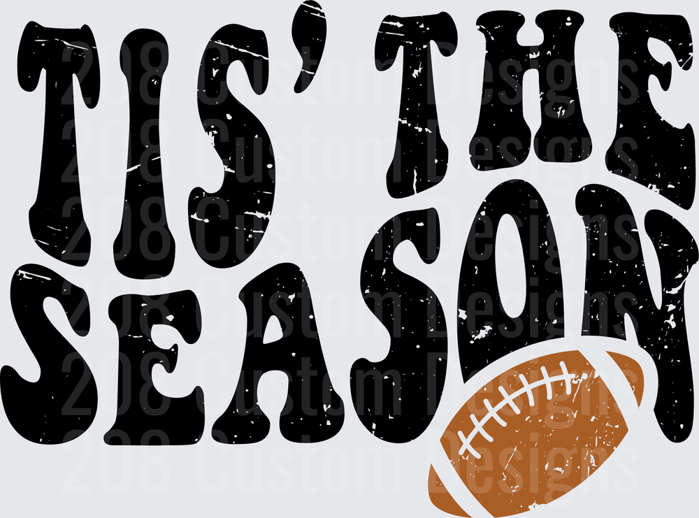 Tis The Season Distressed Retro Football Graphic
