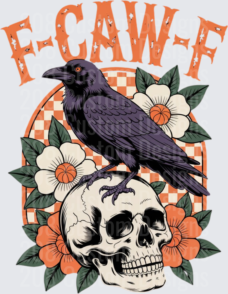 F-CAW-F Halloween Crow Skull Floral