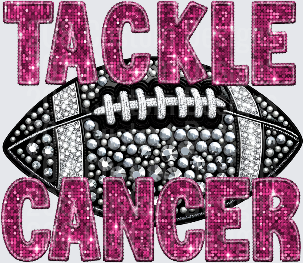 Tackle Cancer Pink Sequin Football Awareness Design