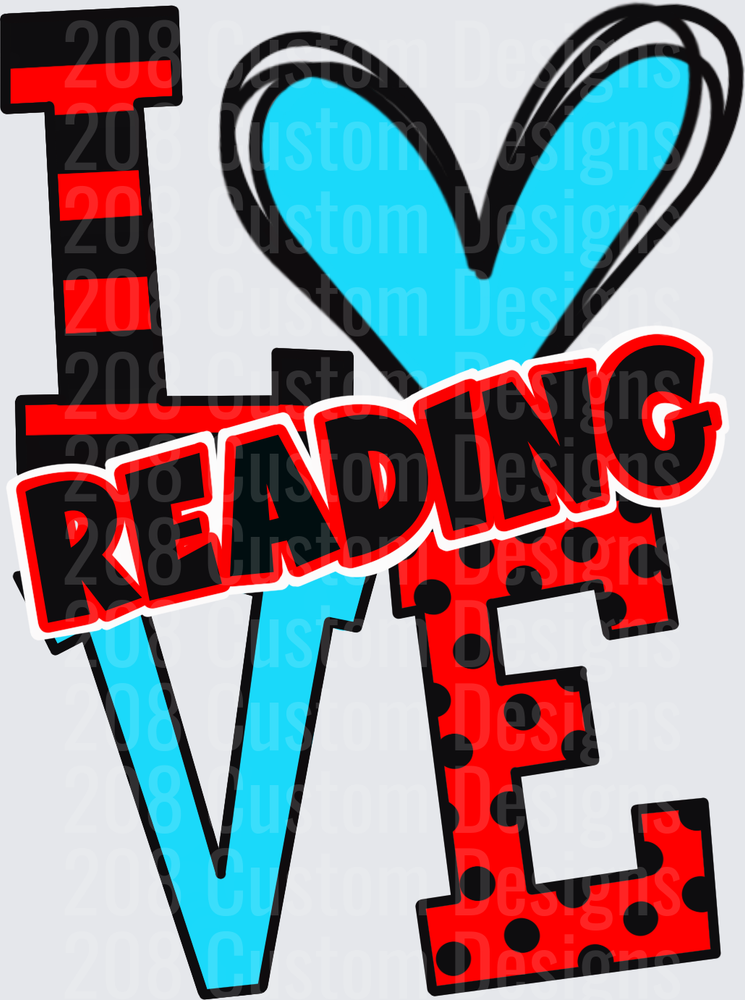 I Love Reading with Heart and Striped Letters