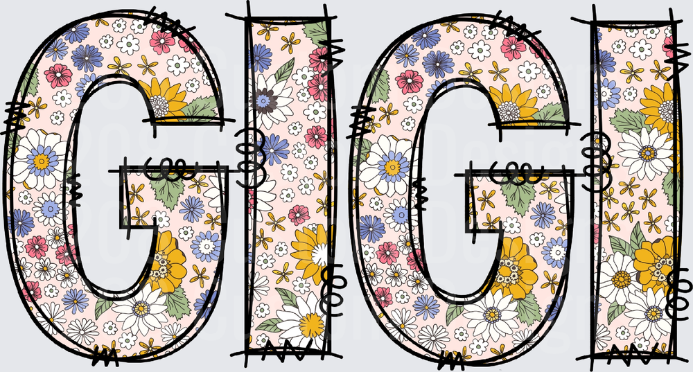 Gigi Floral Pattern Letters with Colorful Wildflowers