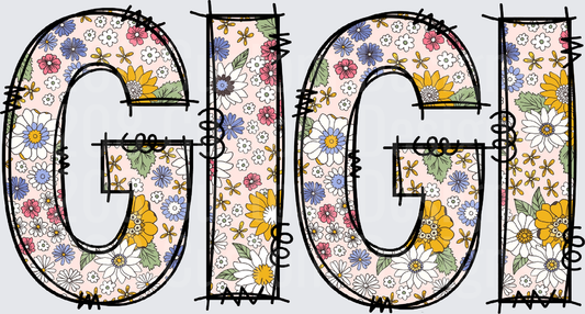 Gigi Floral Pattern Letters with Colorful Wildflowers