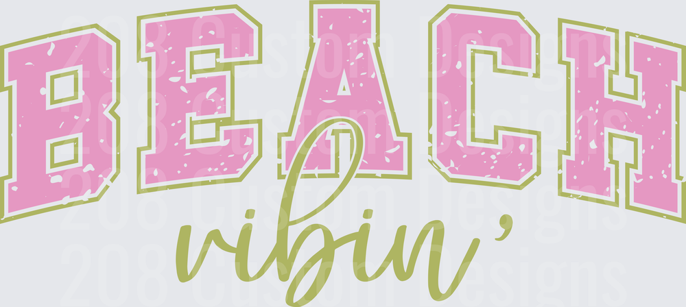 Beach Vibin' Pink and Green Retro Typography