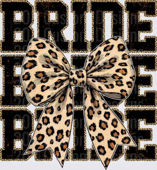 BRIDE Text with Leopard Print Bow