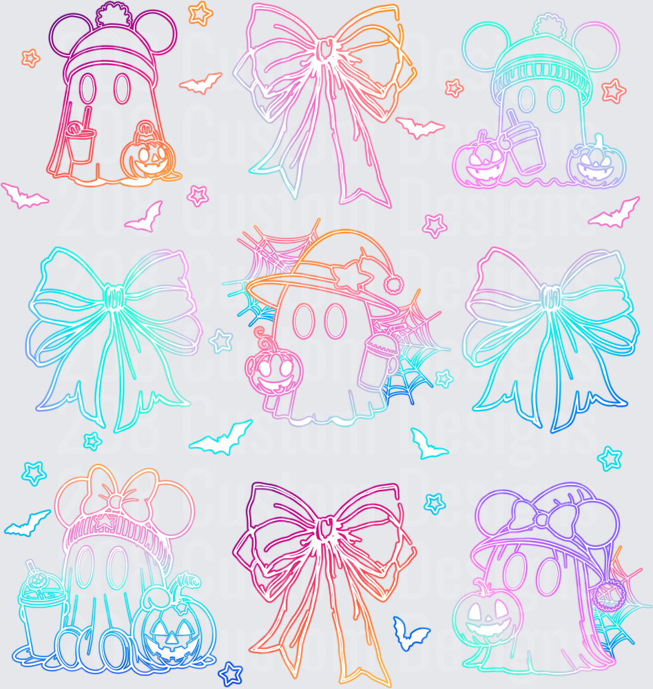 Rainbow Halloween Ghost Bow