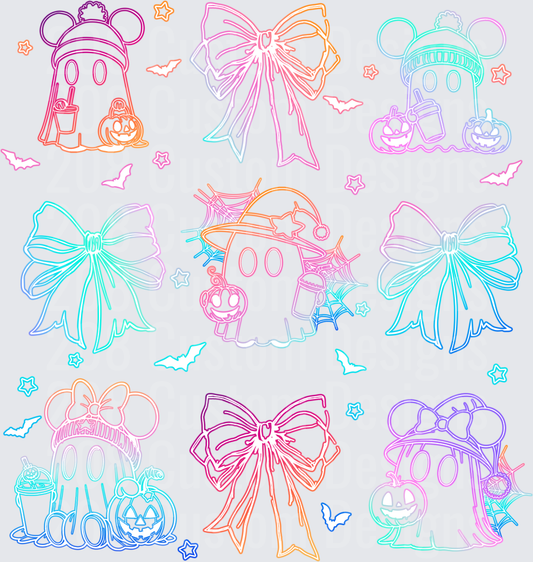 Rainbow Halloween Ghost Bow