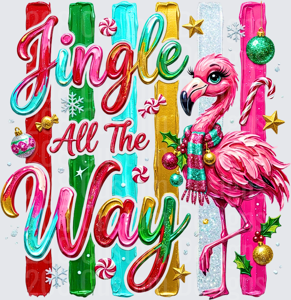 Jingle All The Way Christmas Flamingo with Festive Scarf