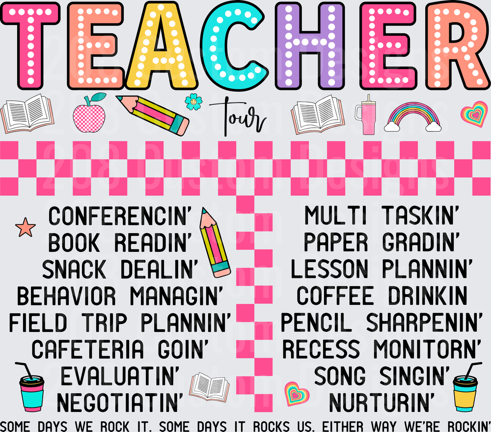 Teacher Tour Checkerboard Funny Teacher Life Duties Design