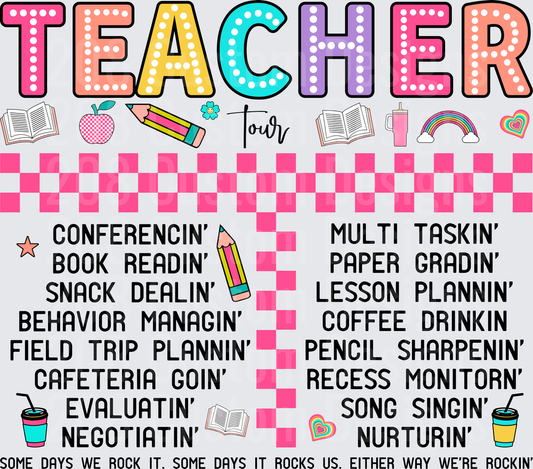 Teacher Tour Checkerboard Funny Teacher Life Duties Design