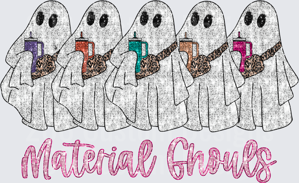 Material Ghouls Glitter Ghosts with Tumblers Halloween