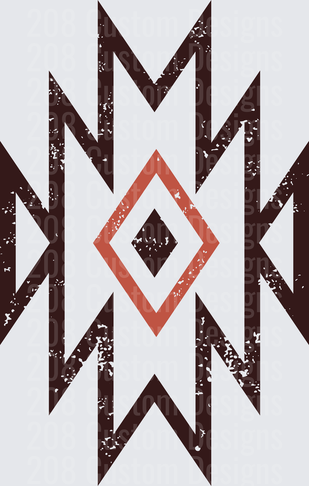 Southwestern Native American Geometric Pattern with Diamond Center
