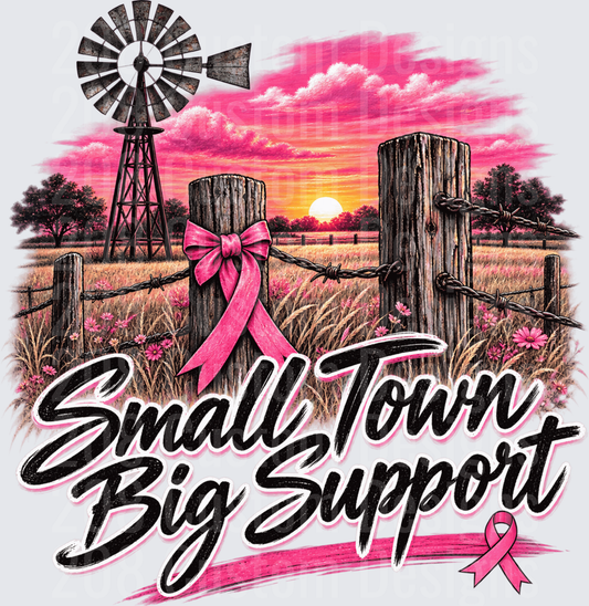 Small Town Big Support Breast Cancer Awareness Farm Sunset