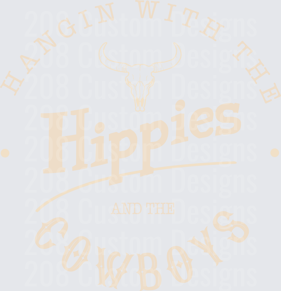 Hangin With The Hippies Bull Skull Boho Western Design