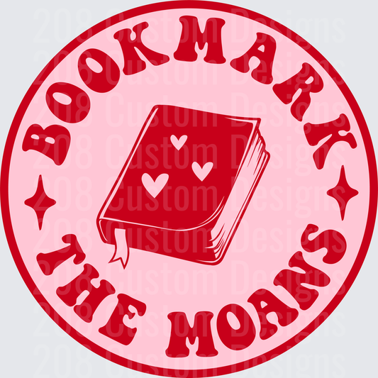 Bookmark the Moans Pink and Red Reading Badge Design