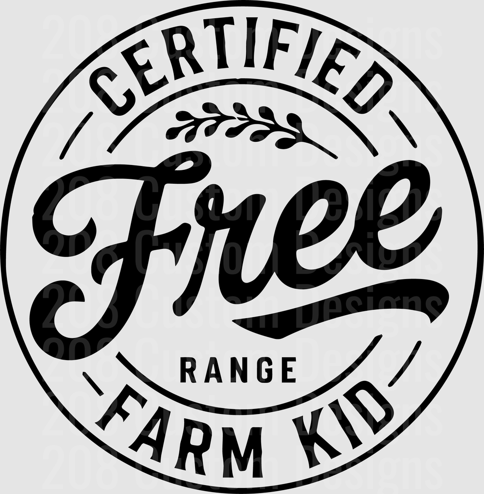 Certified Free Range Farm Kid Circle Badge Design