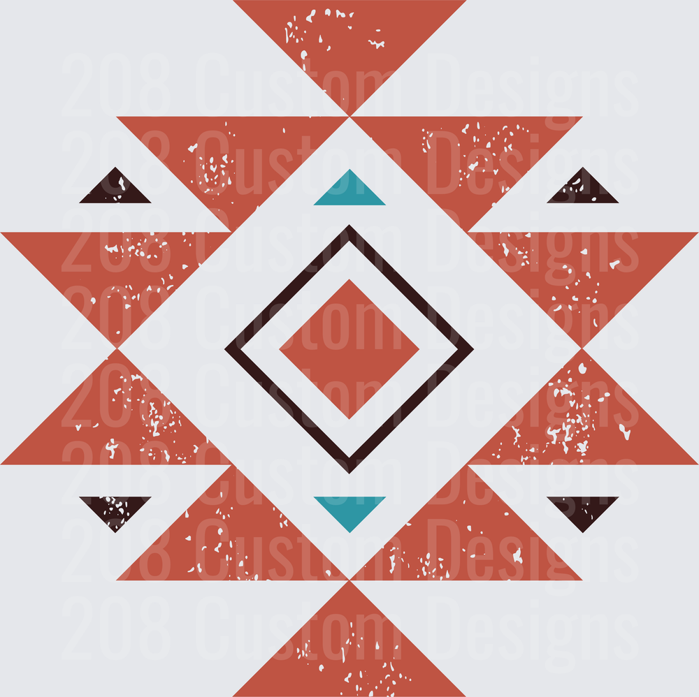 Southwestern Geometric Pattern with Diamond Center and Triangular Border