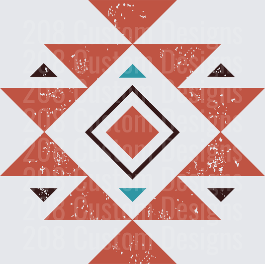 Southwestern Geometric Pattern with Diamond Center and Triangular Border