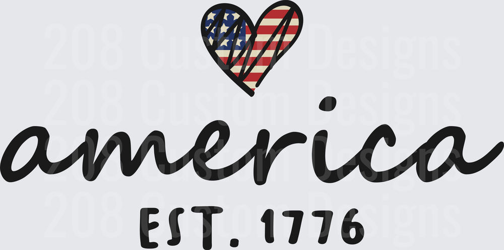 America EST 1776 Patriotic Heart Flag Design