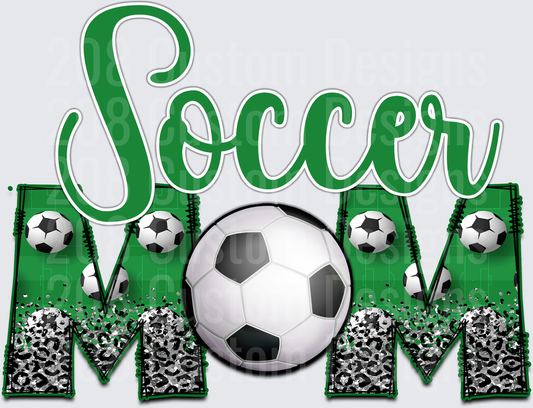 Soccer Mom Green Leopard Glitter Ball
