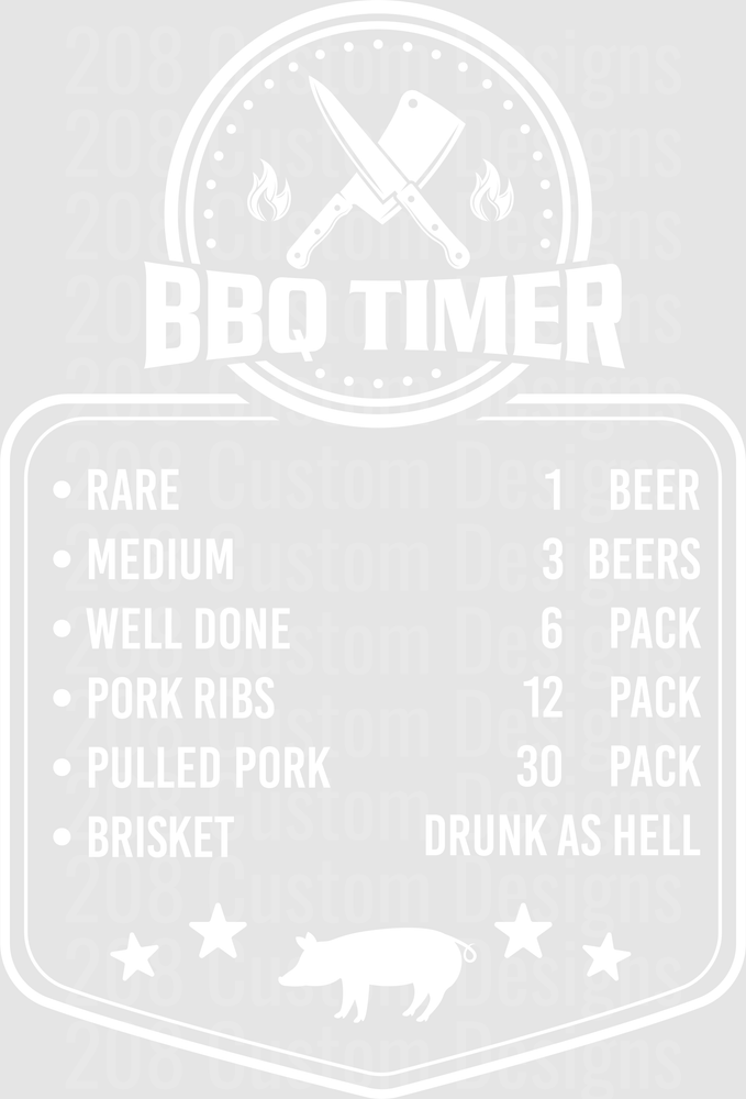 BBQ Timer Funny Grilling Guide with Beer Consumption Chart