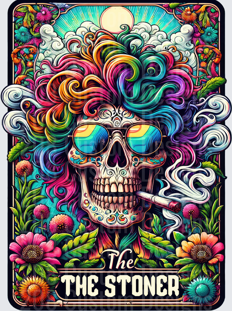 Psychedelic Sugar Skull with Rainbow Hair and Sunglasses