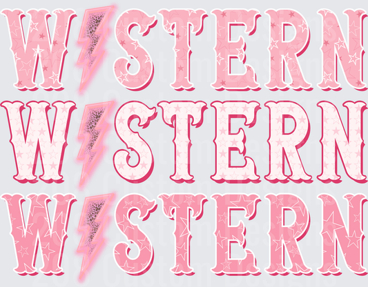 Pink Western Lightning Bolt Typography with Stars