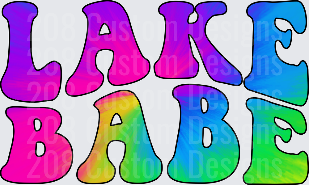 Lake Babe Rainbow Gradient Bubble Letters