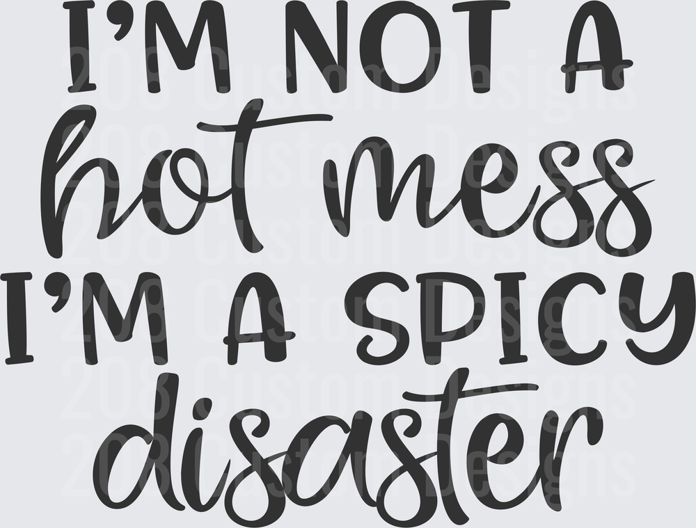 I'm Not A Hot Mess I'm A Spicy Disaster Funny Quote