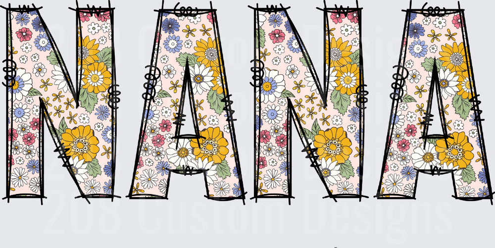 MAMA Floral Letters with Barbed Wire Border Design