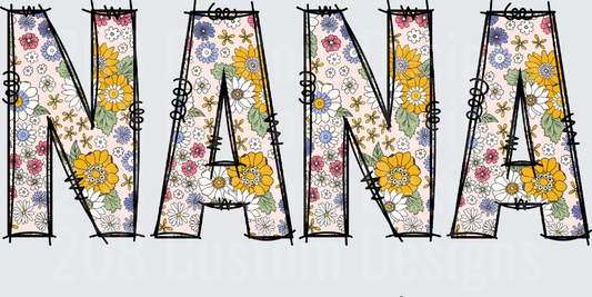 MAMA Floral Letters with Barbed Wire Border Design