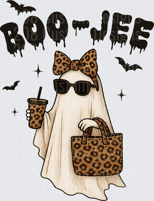 Boo-Jee Ghost Leopard Print Bow Sunglasses Iced Coffee Bag Halloween