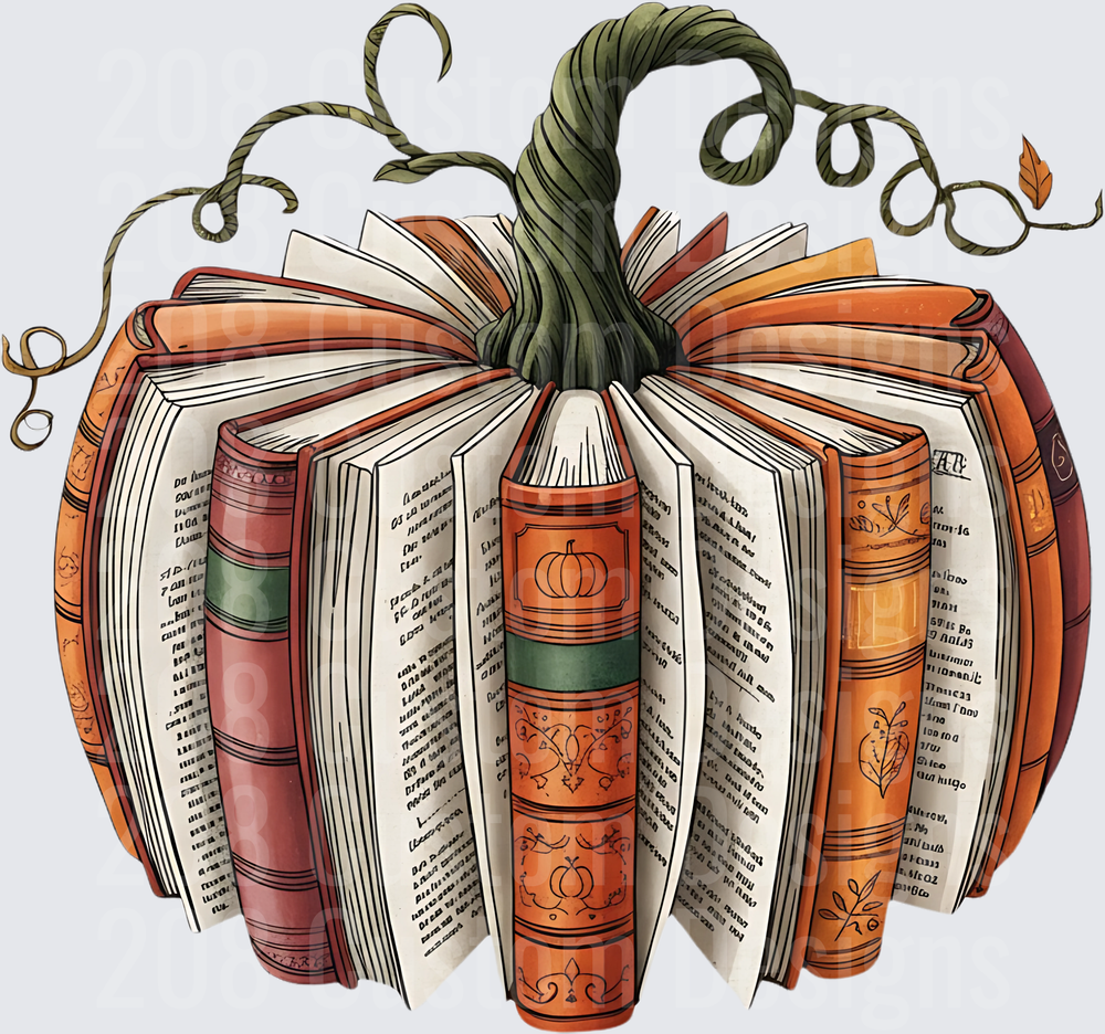 Autumn Books Arranged as Pumpkin