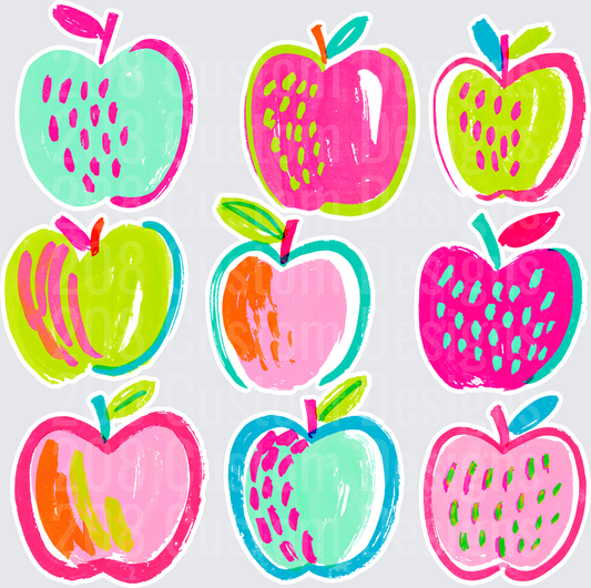 Colorful Painterly Apple Grid Bright Neon Brush Stroke Set
