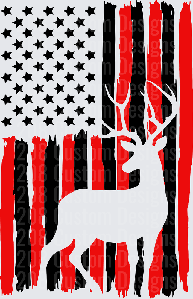 American Flag Buck Deer Silhouette Patriotic Design