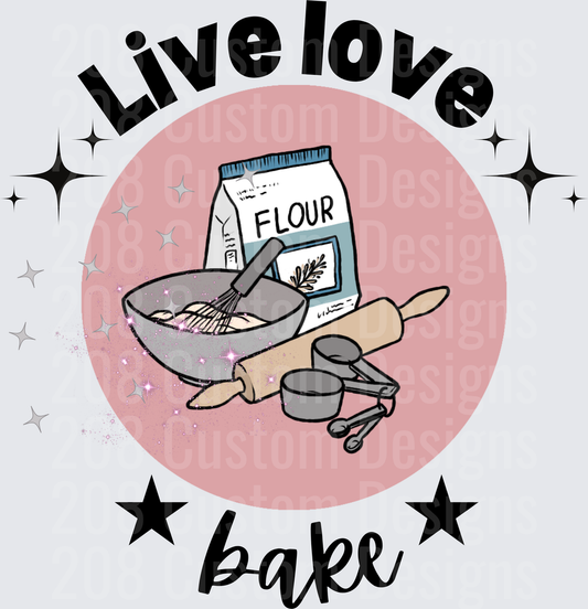 Live Love Bake Kitchen Baking Tools with Flour and Rolling Pin