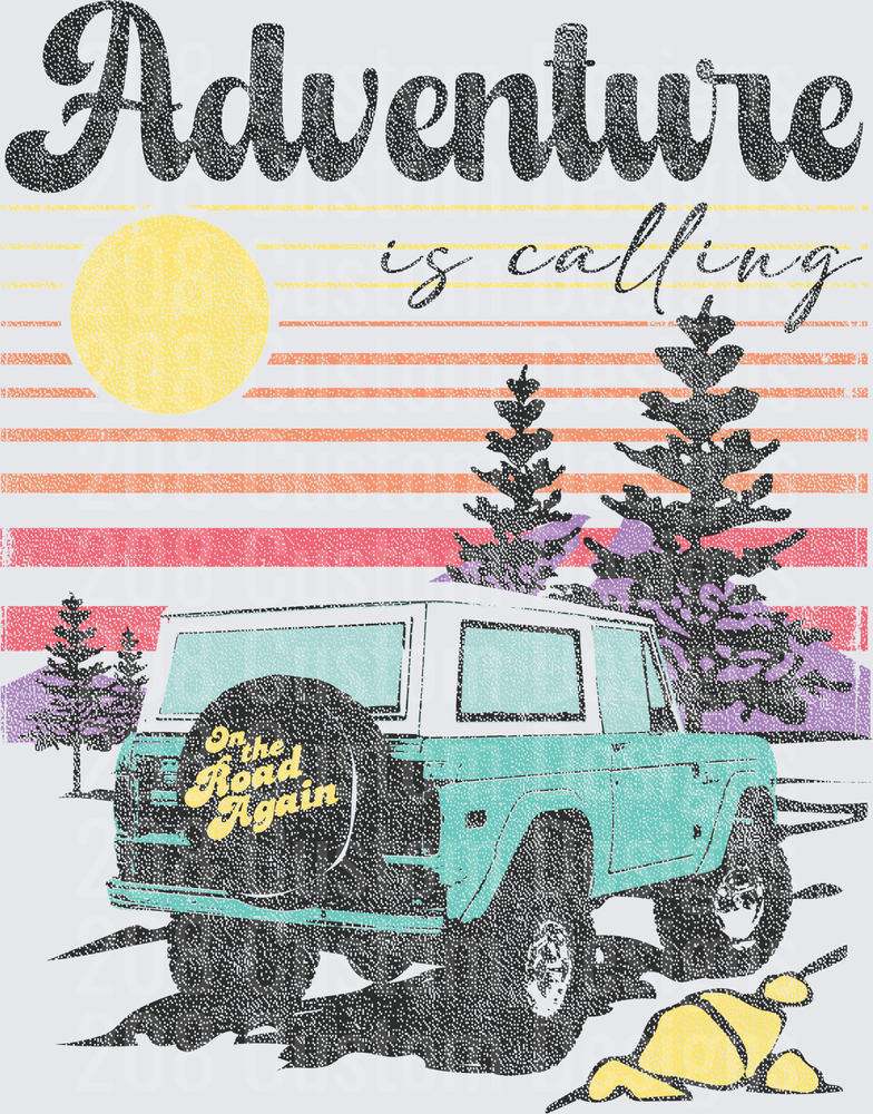 Adventure Is Calling Vintage Truck Camping Mountain Scene