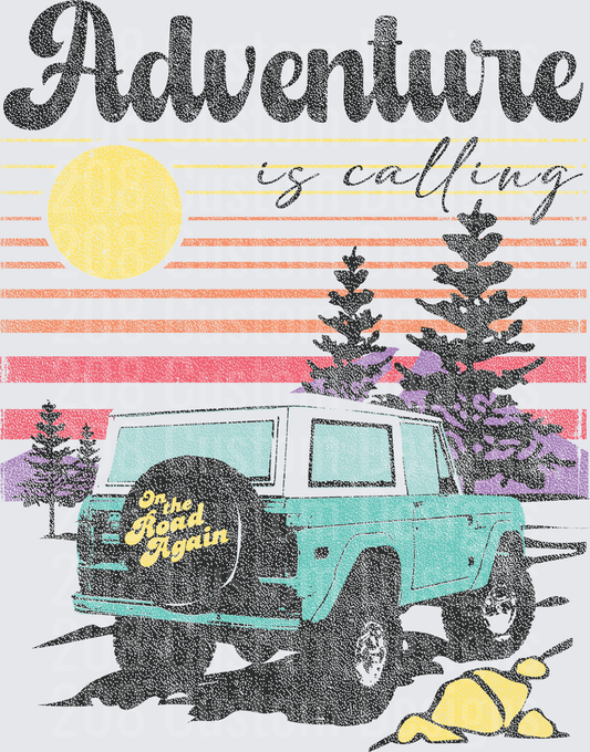 Adventure Is Calling Vintage Truck Camping Mountain Scene