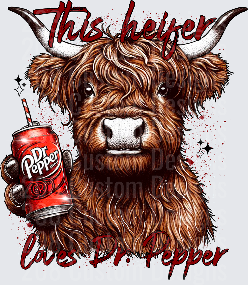 Highland Cow This Heifer Loves Dr Pepper Soda Can Design